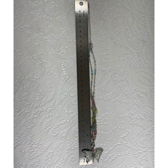 Butterfly Pendant Necklace Multicolor Enamel Rhinestone - Picture 10 of 16